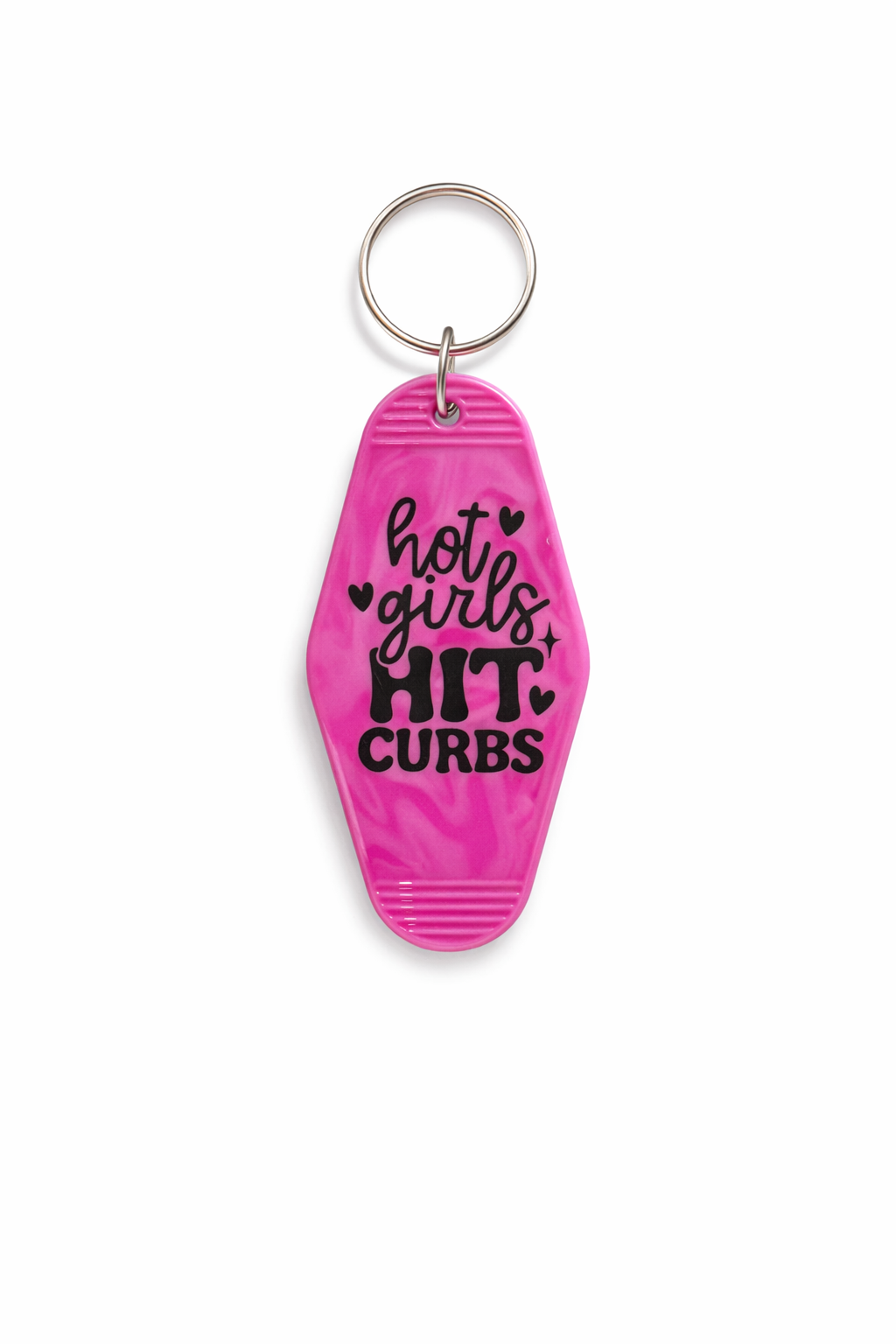 Hot Girls Hit Curbs Pink Motel Keychain