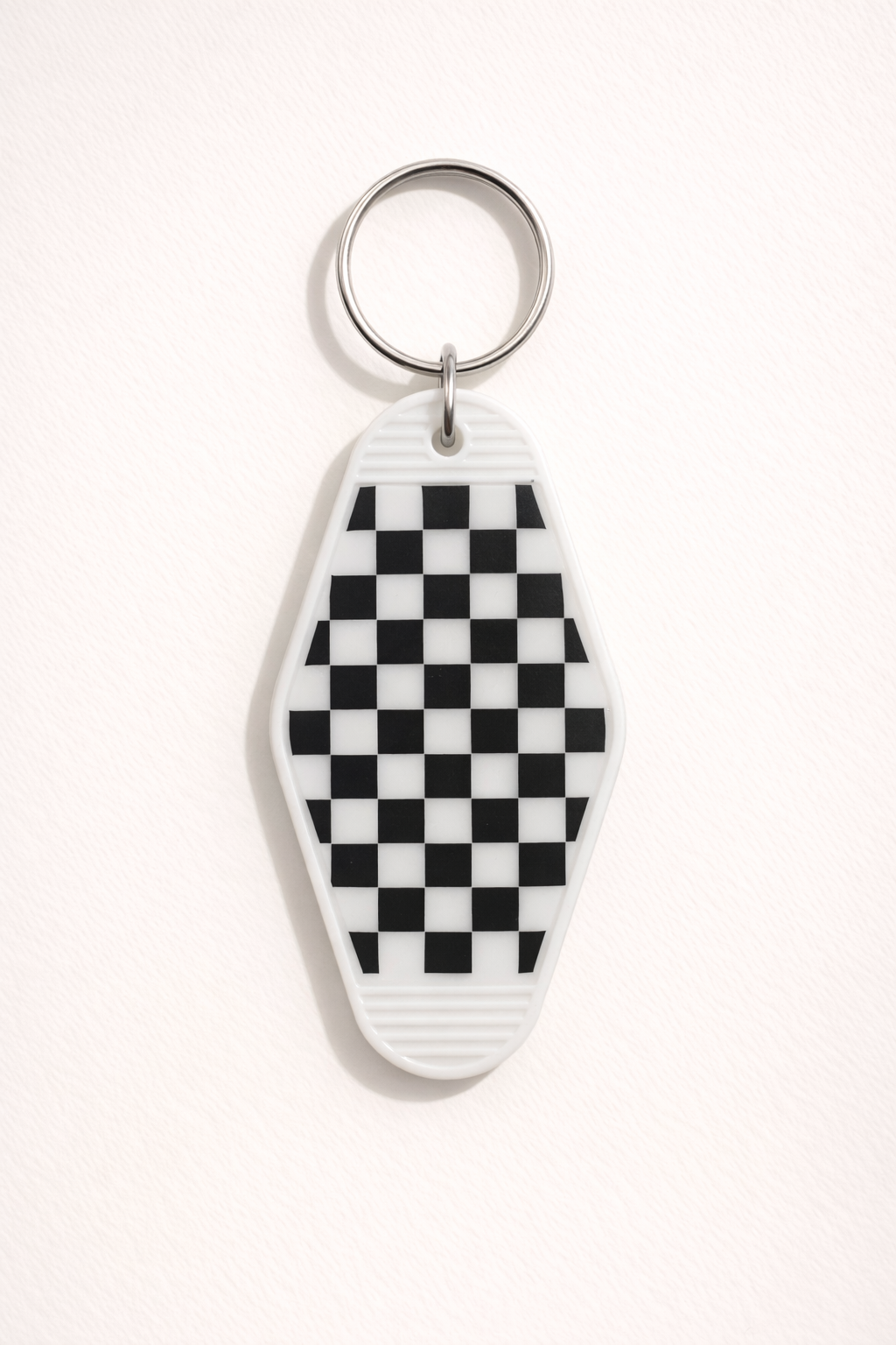 Black & White Checkered Motel Keychain