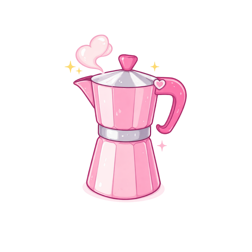 Pink Coffee Pot Holographic Vinyl Sticker