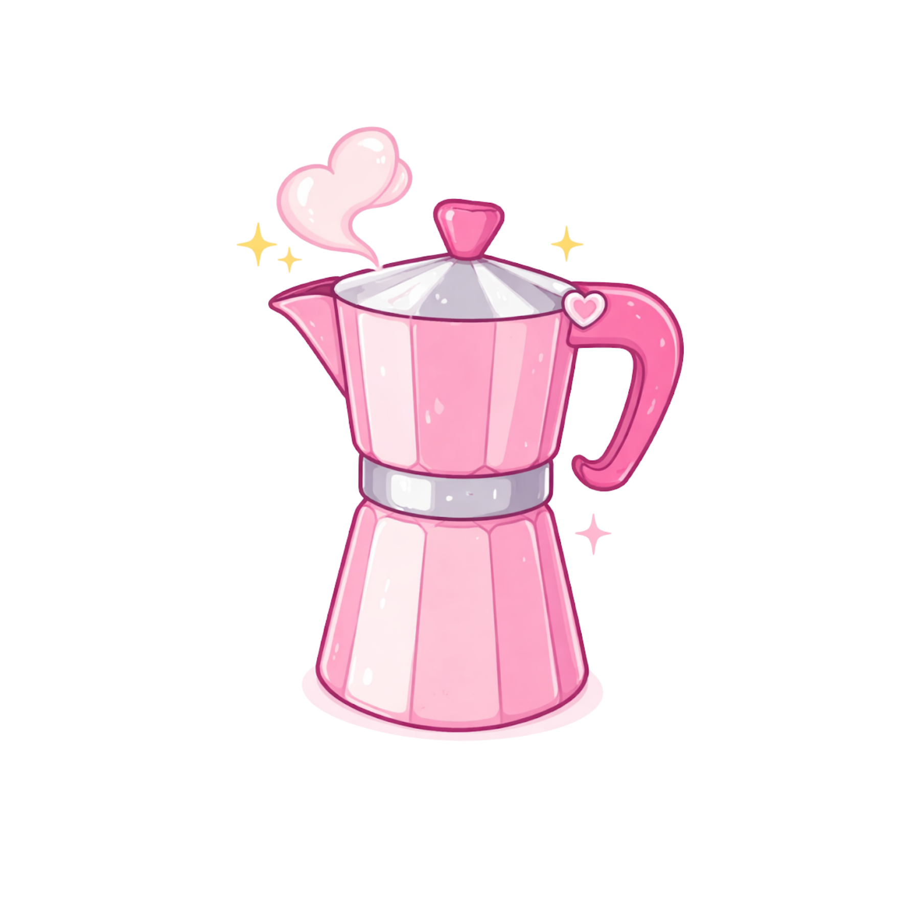 Pink Coffee Pot Holographic Vinyl Sticker